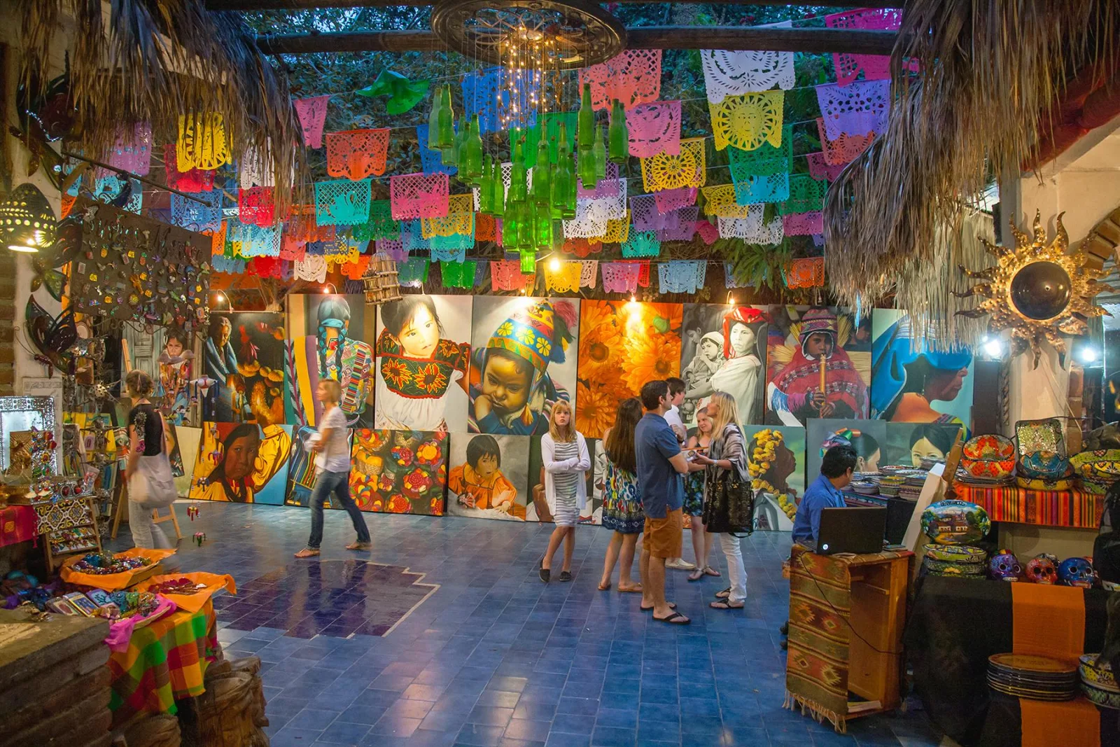 Colorful art gallery during the San José del Cabo Art Walk in the Gallery District